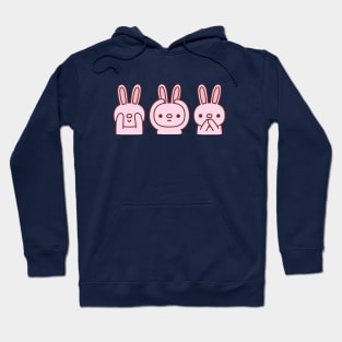 Funny Pink Bunnies See No Evil Hear No Evil Speak No Evil Hoodie